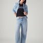 Women's Light Blue Loose Bootcut Fit High Rise Jeans